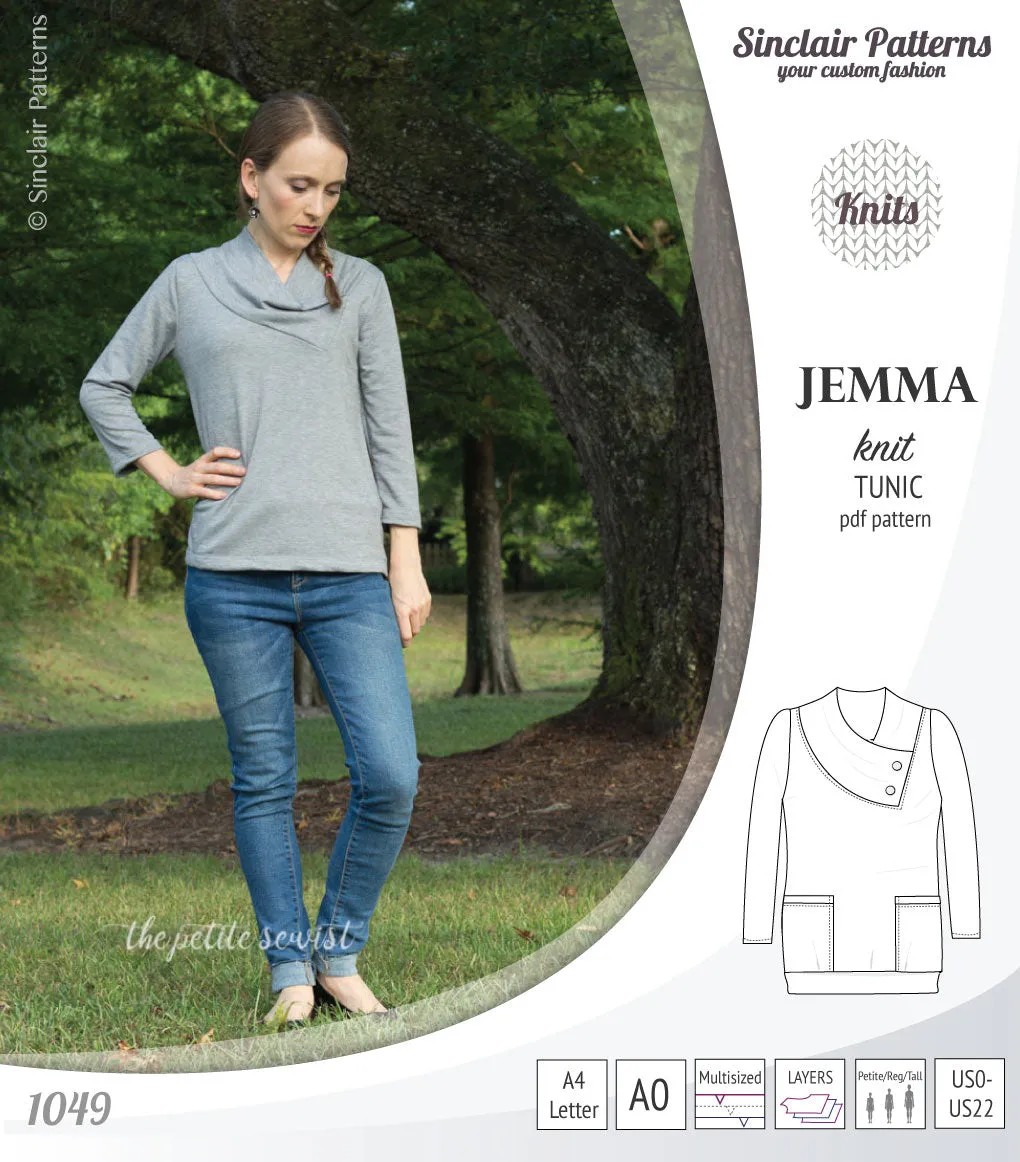 Jemma knit tunic with pockets (PDF)