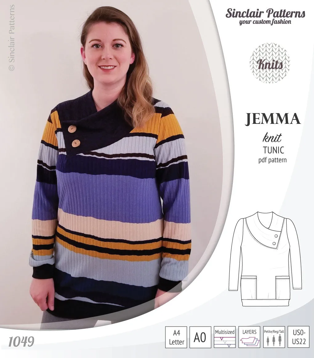 Jemma knit tunic with pockets (PDF)
