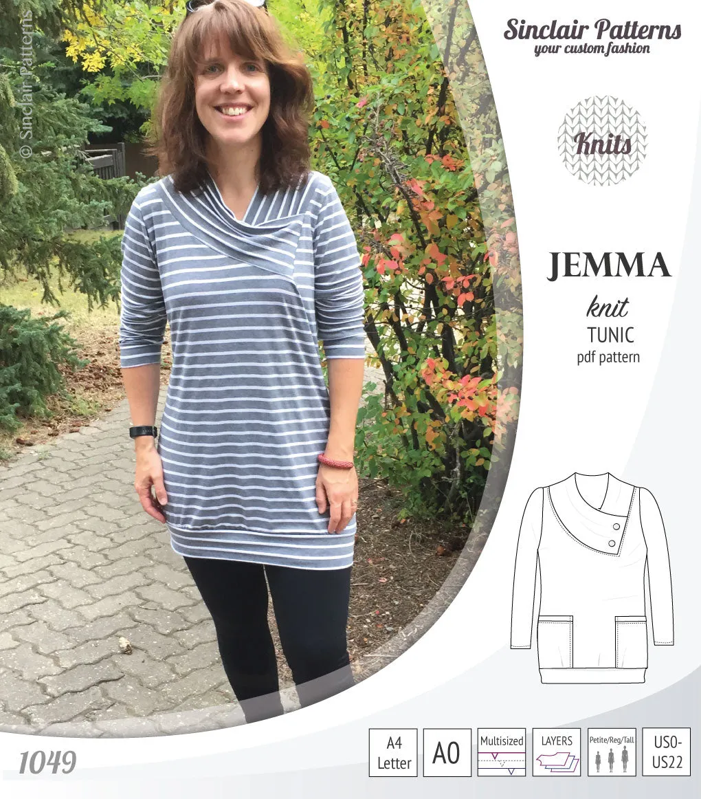 Jemma knit tunic with pockets (PDF)
