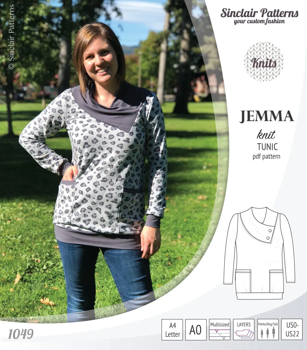 Jemma knit tunic with pockets (PDF)