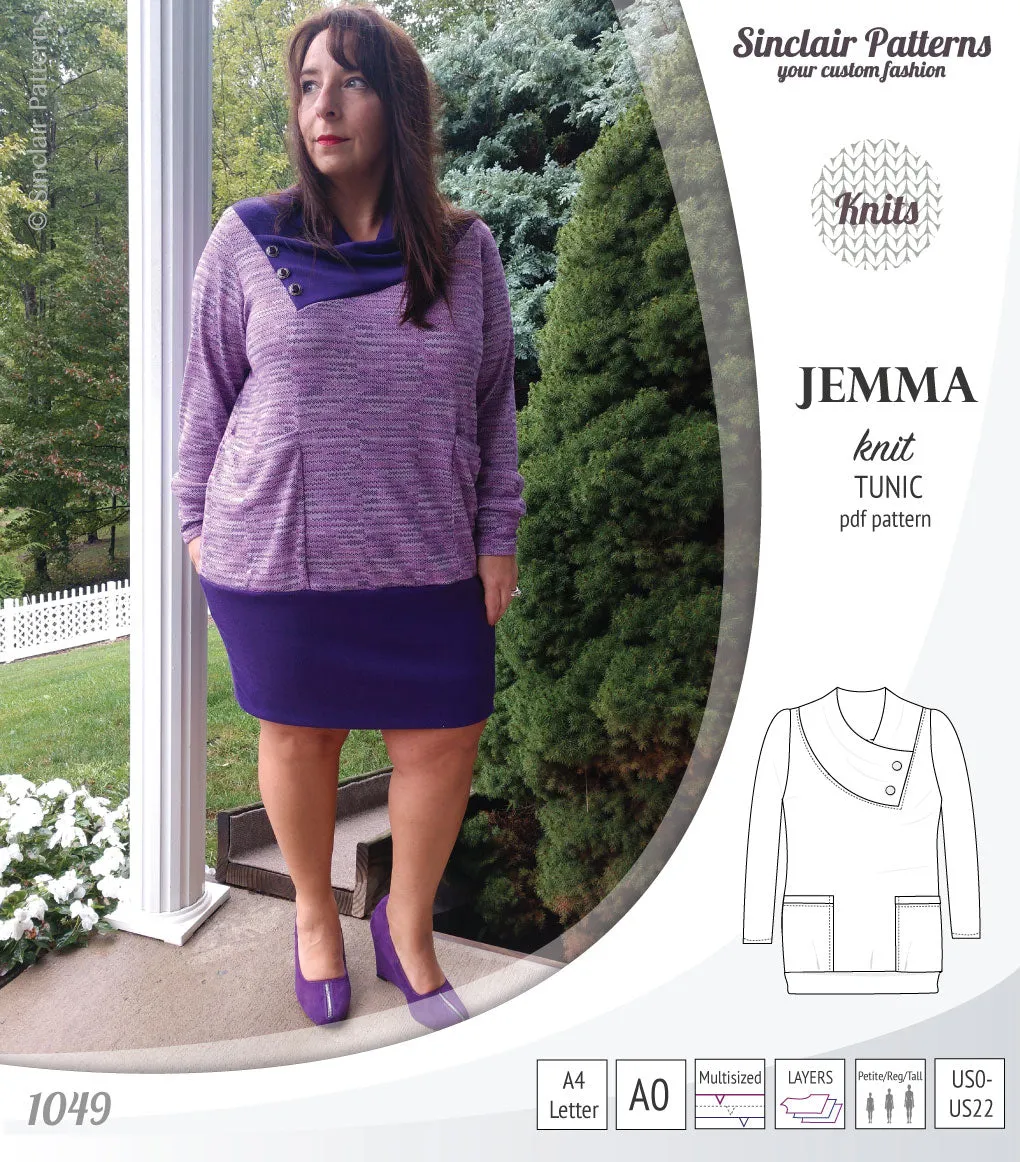 Jemma knit tunic with pockets (PDF)