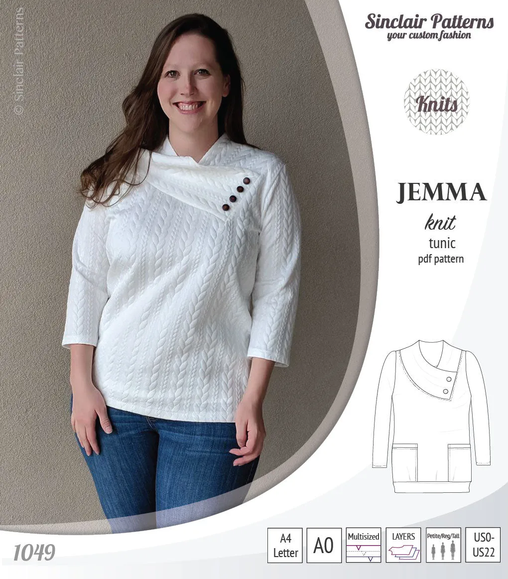 Jemma knit tunic with pockets (PDF)