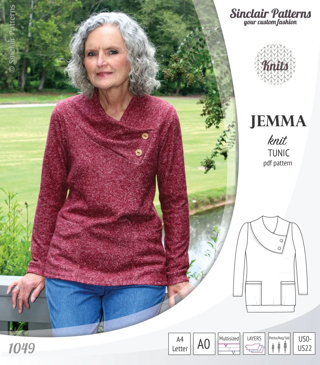 Jemma knit tunic with pockets (PDF)