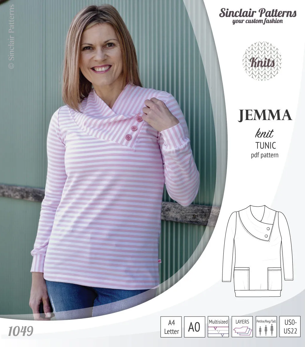 Jemma knit tunic with pockets (PDF)