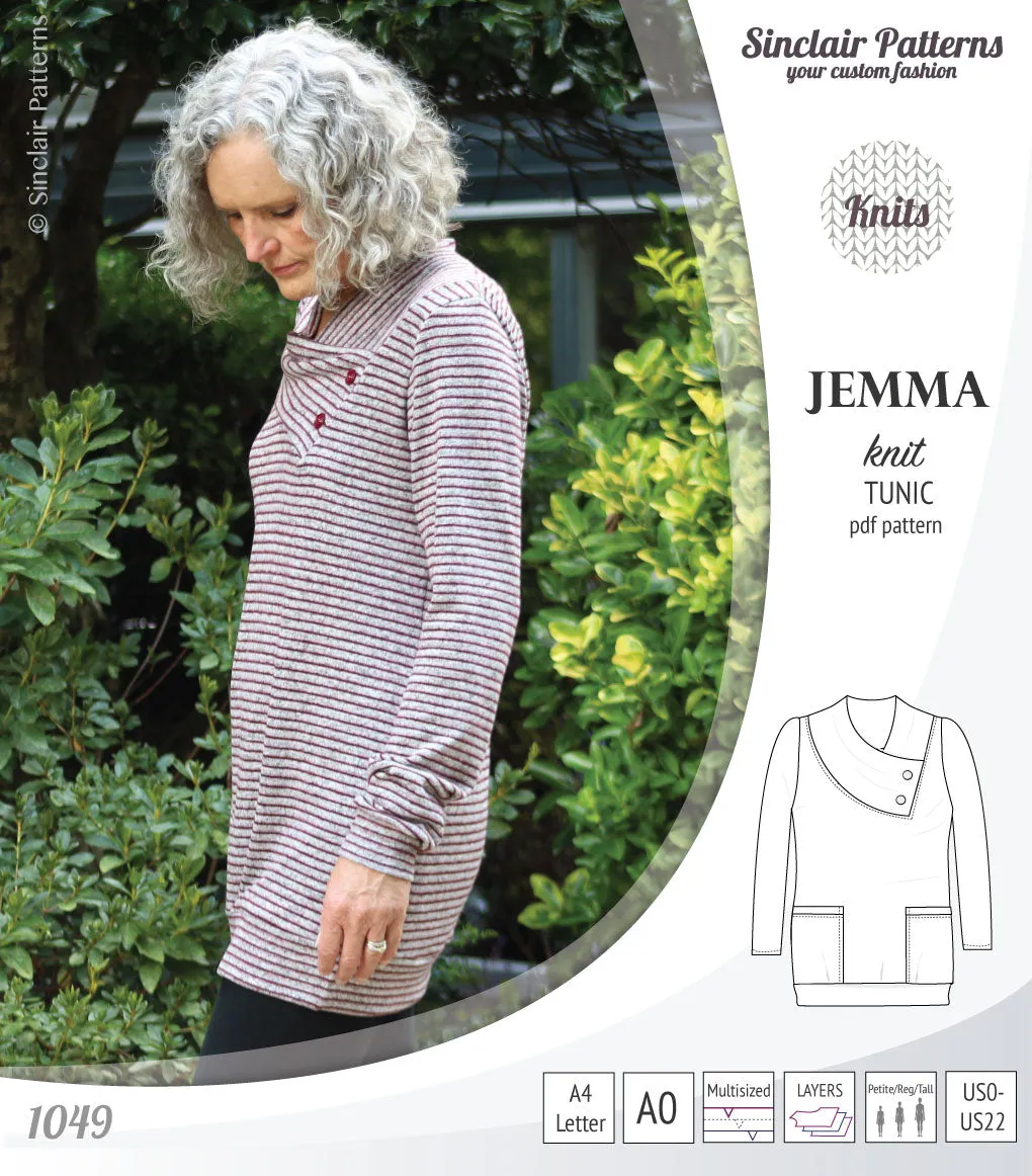 Jemma knit tunic with pockets (PDF)