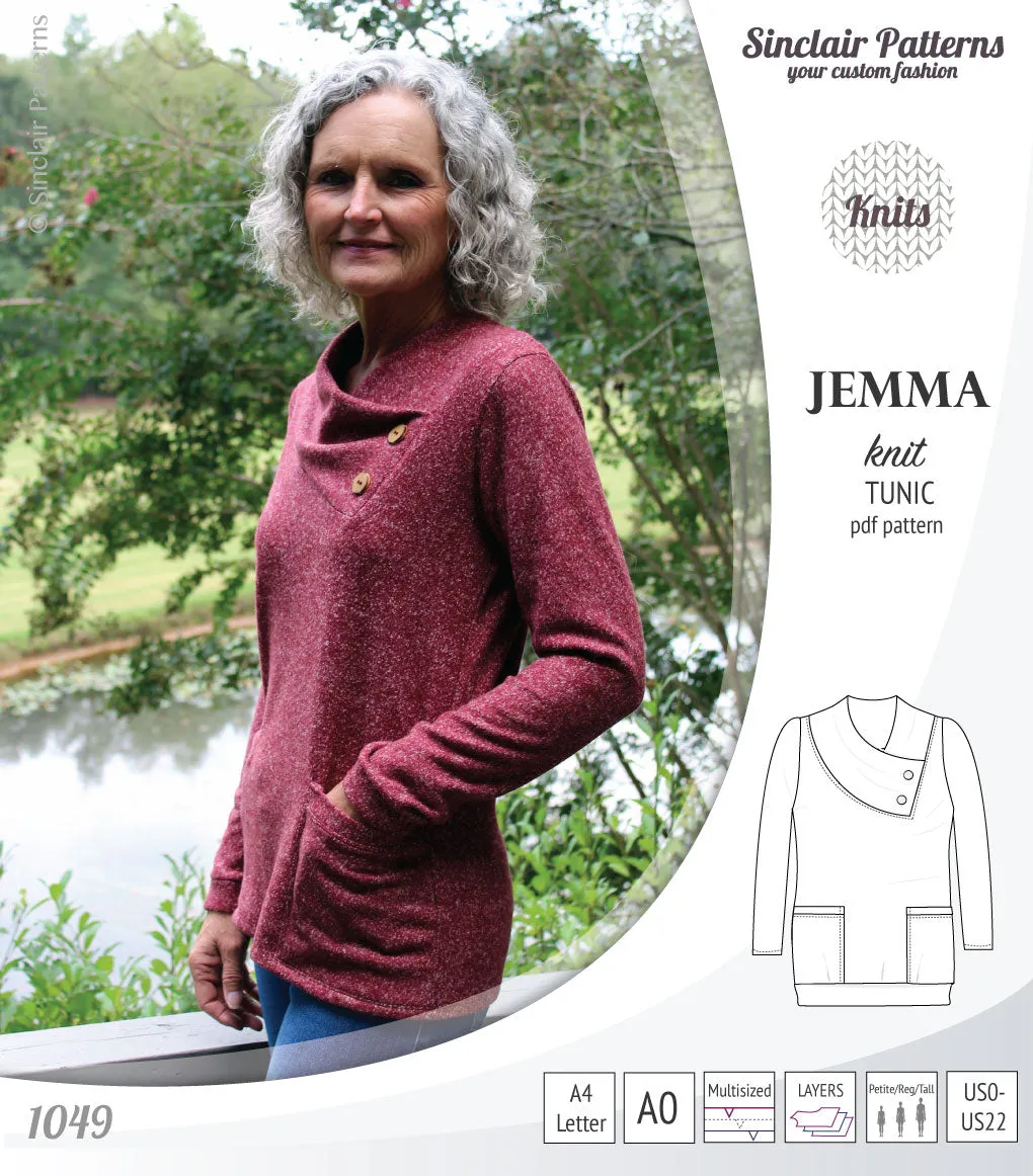 Jemma knit tunic with pockets (PDF)
