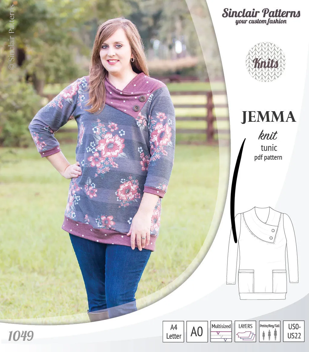 Jemma knit tunic with pockets (PDF)
