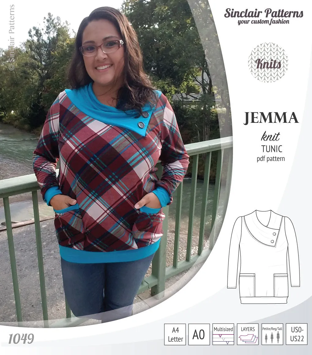 Jemma knit tunic with pockets (PDF)