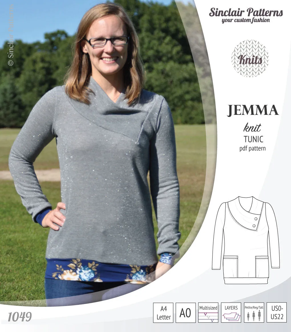 Jemma knit tunic with pockets (PDF)