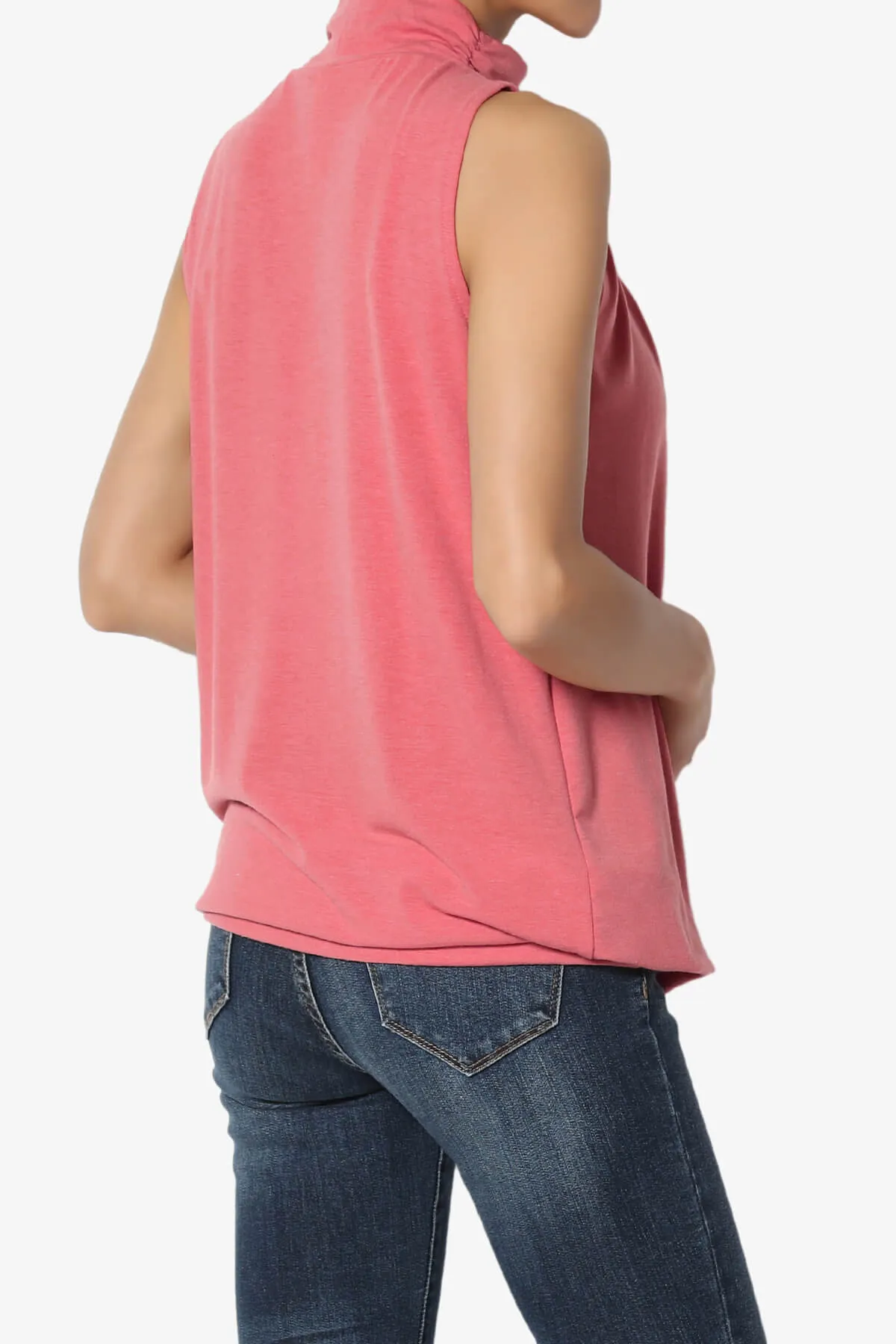 Jibbitz Sleeveless Mock Neck Pleated Top