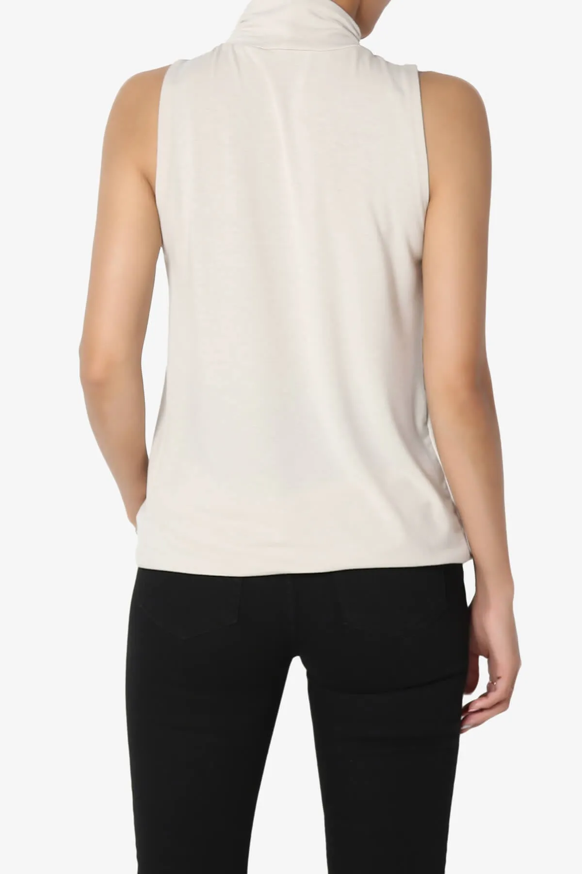 Jibbitz Sleeveless Mock Neck Pleated Top