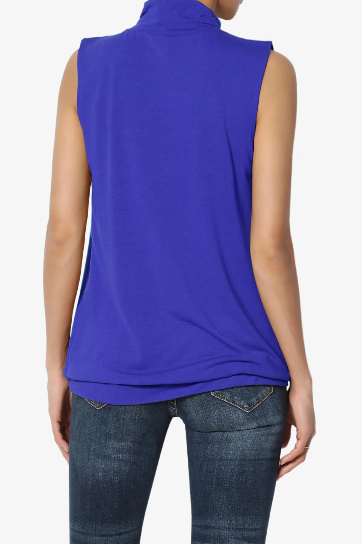 Jibbitz Sleeveless Mock Neck Pleated Top
