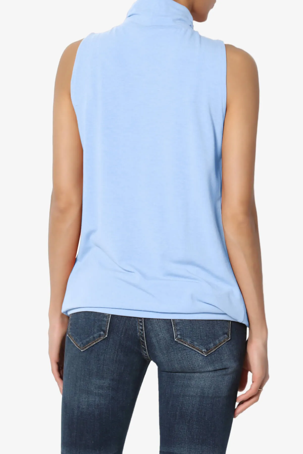 Jibbitz Sleeveless Mock Neck Pleated Top