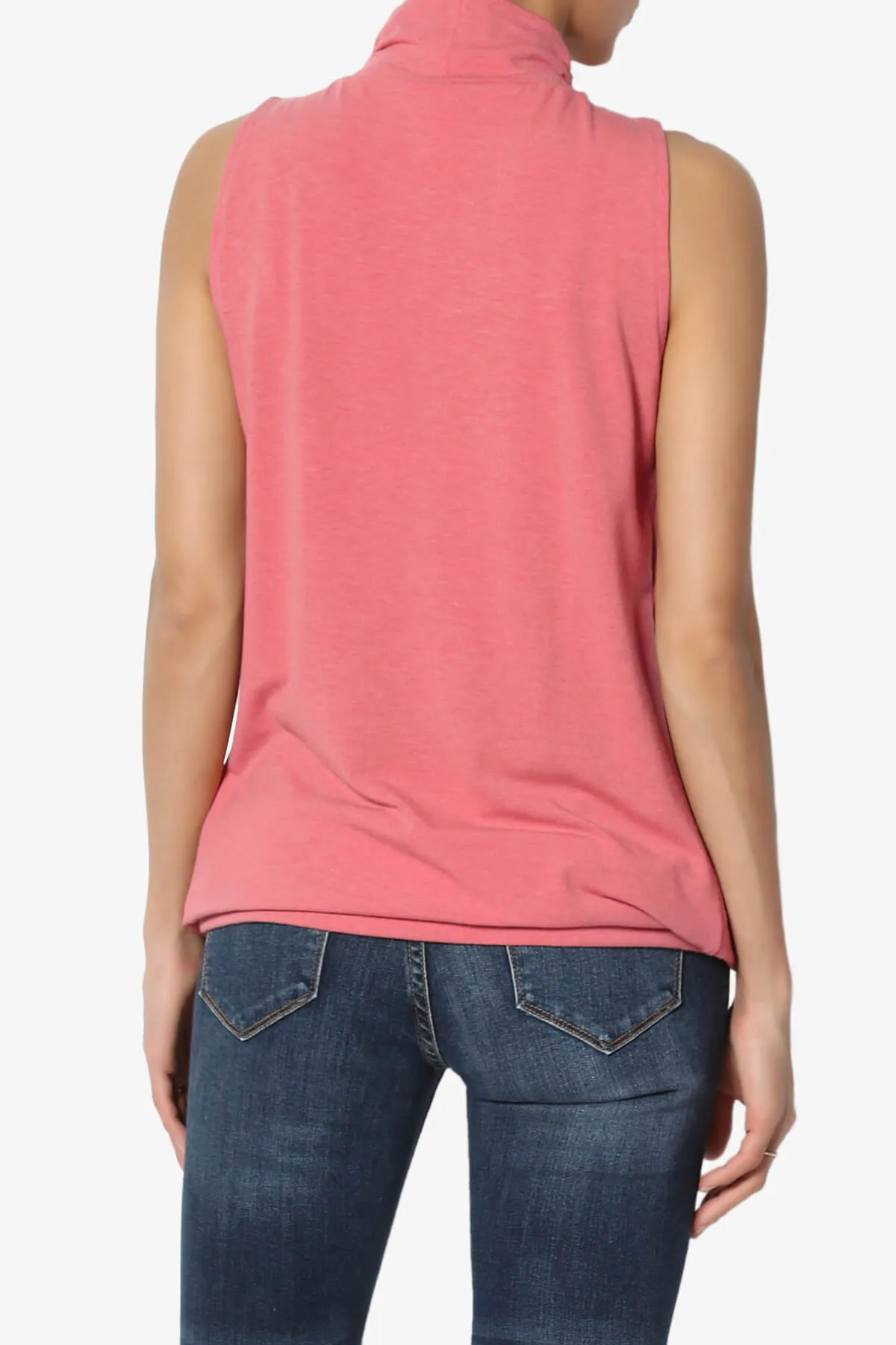 Jibbitz Sleeveless Mock Neck Pleated Top