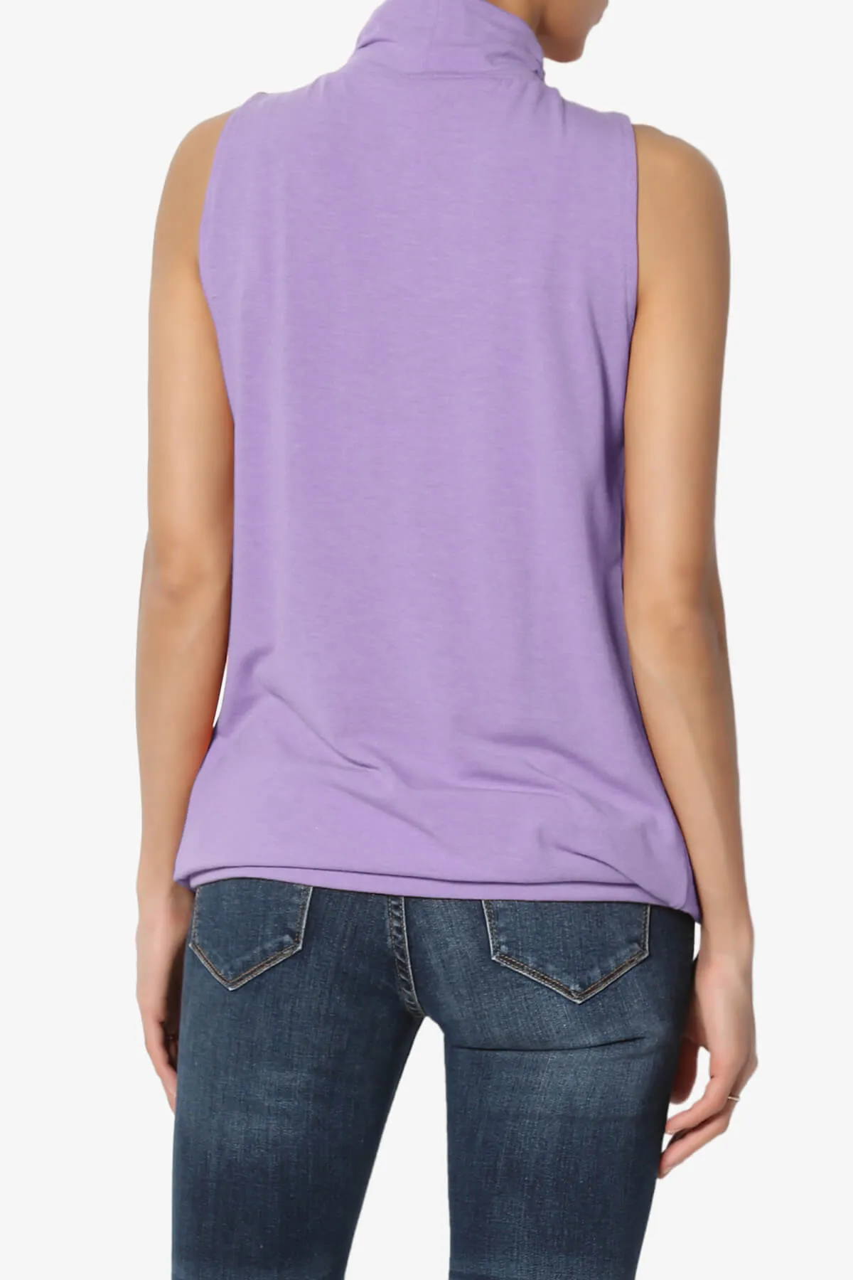 Jibbitz Sleeveless Mock Neck Pleated Top