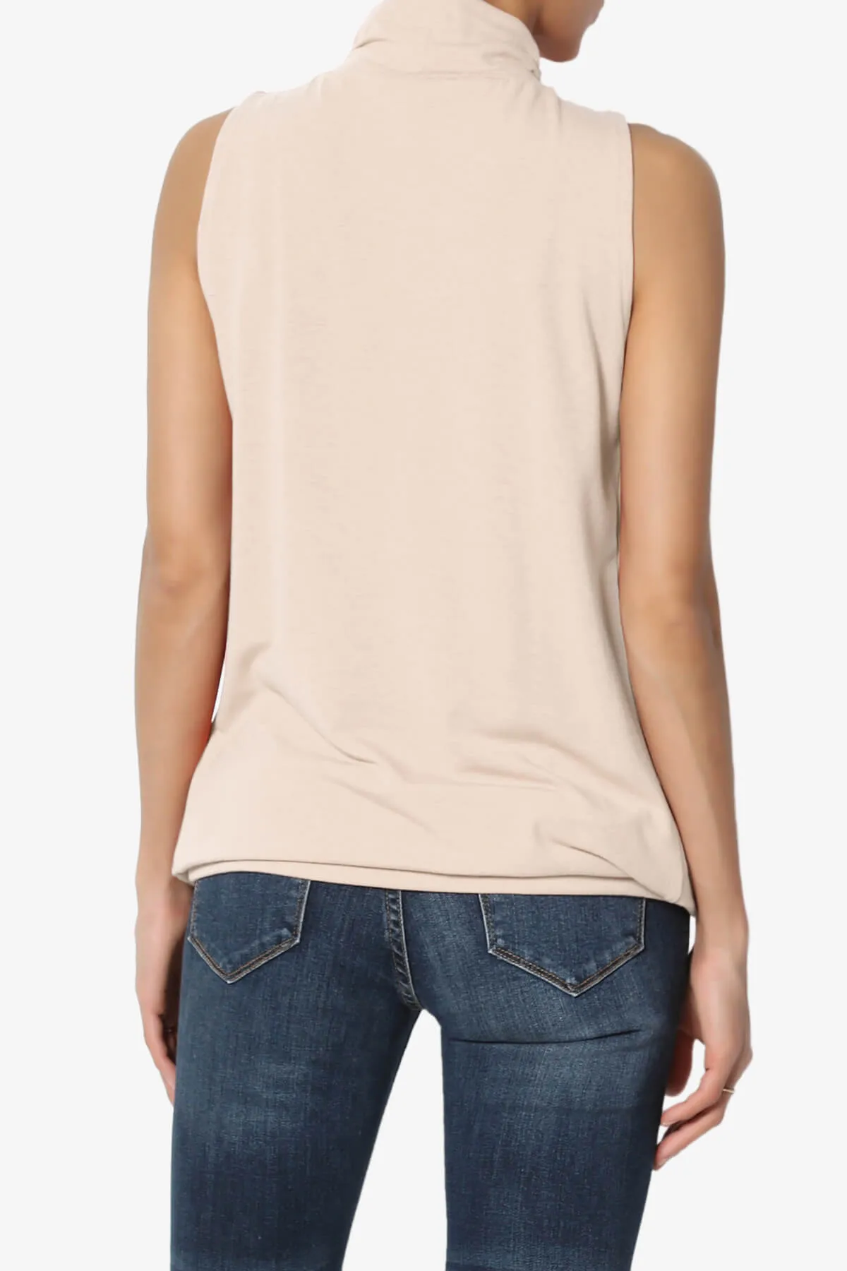 Jibbitz Sleeveless Mock Neck Pleated Top
