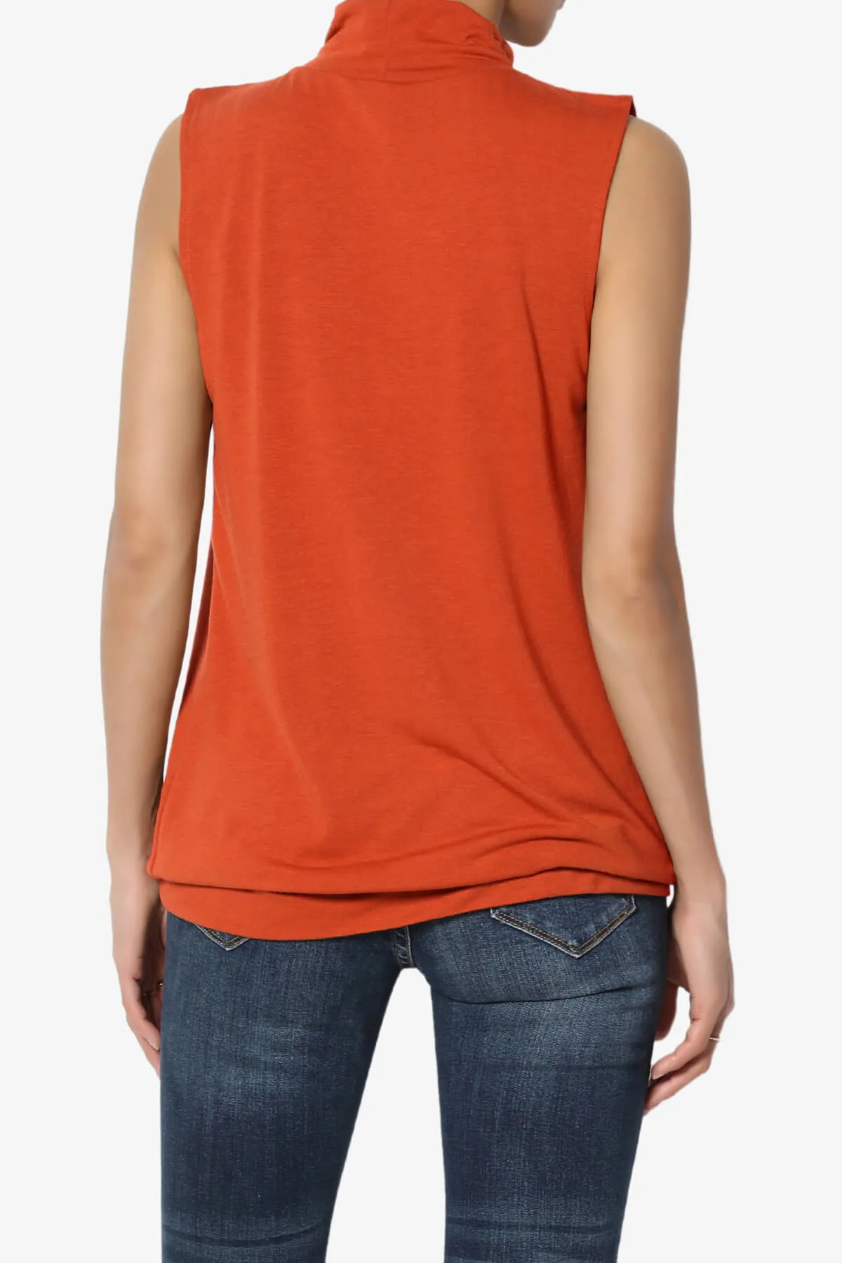 Jibbitz Sleeveless Mock Neck Pleated Top