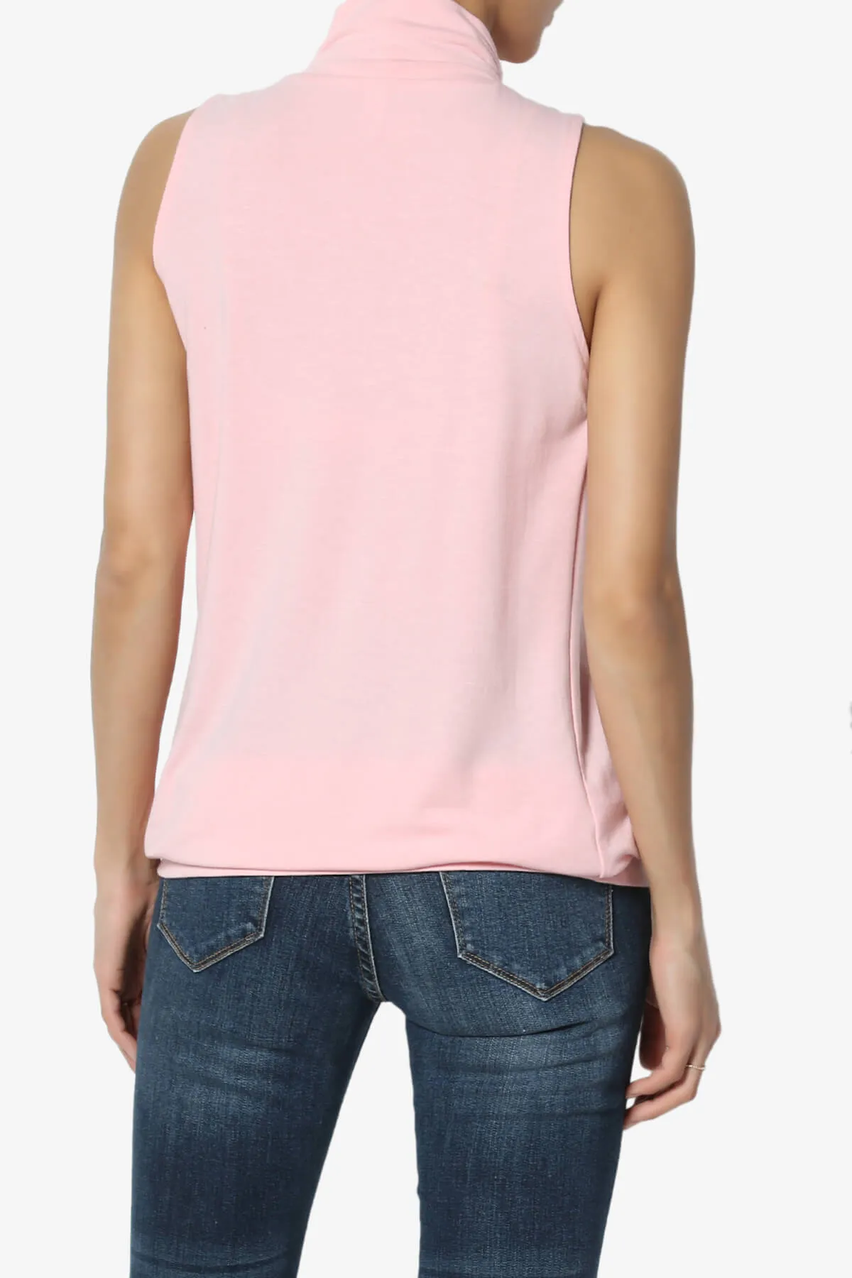 Jibbitz Sleeveless Mock Neck Pleated Top