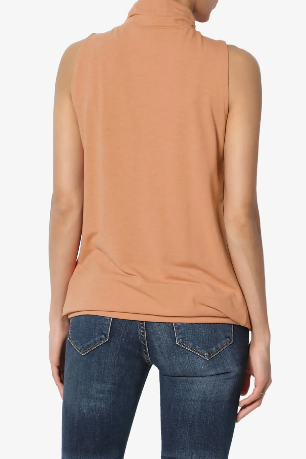 Jibbitz Sleeveless Mock Neck Pleated Top