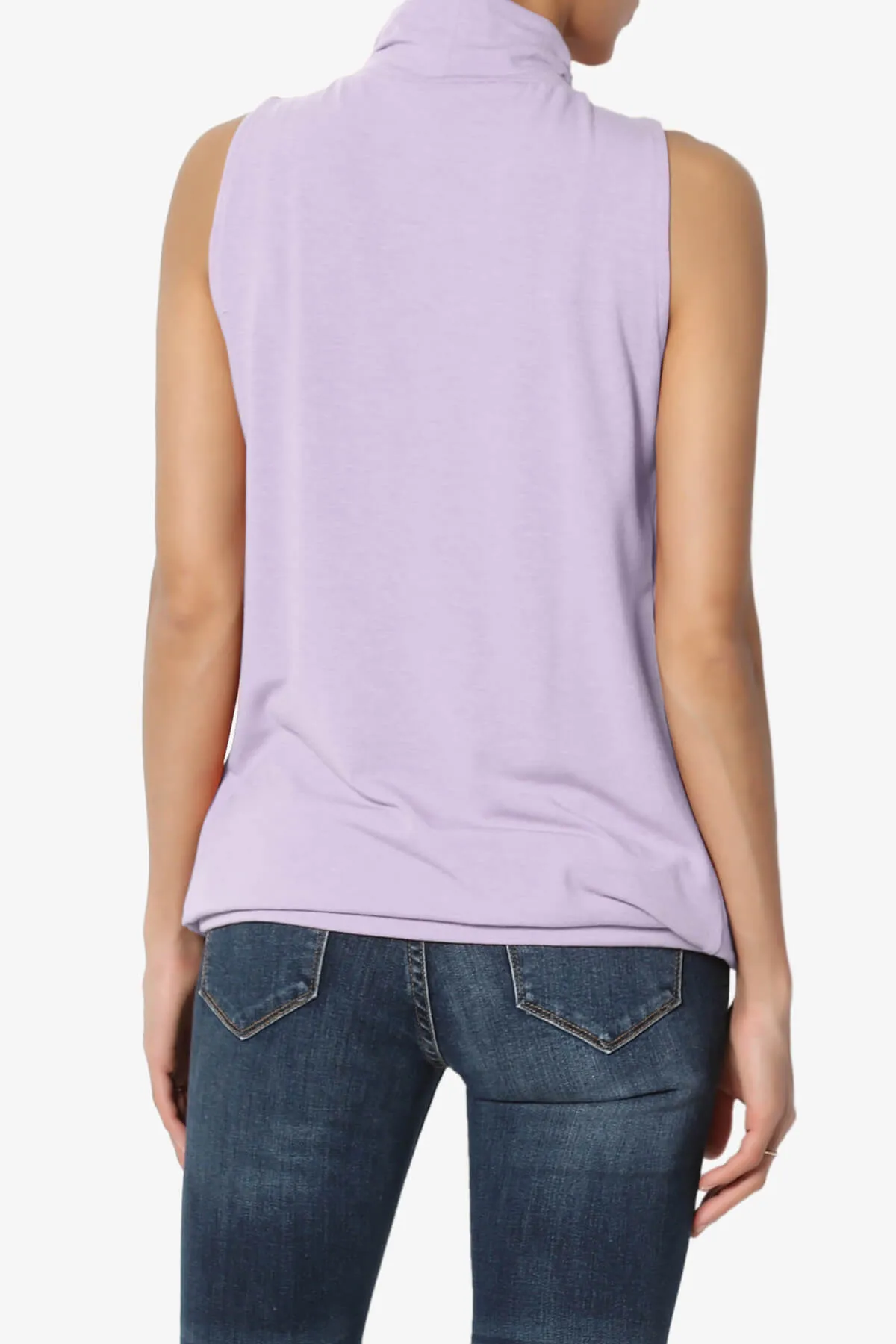 Jibbitz Sleeveless Mock Neck Pleated Top