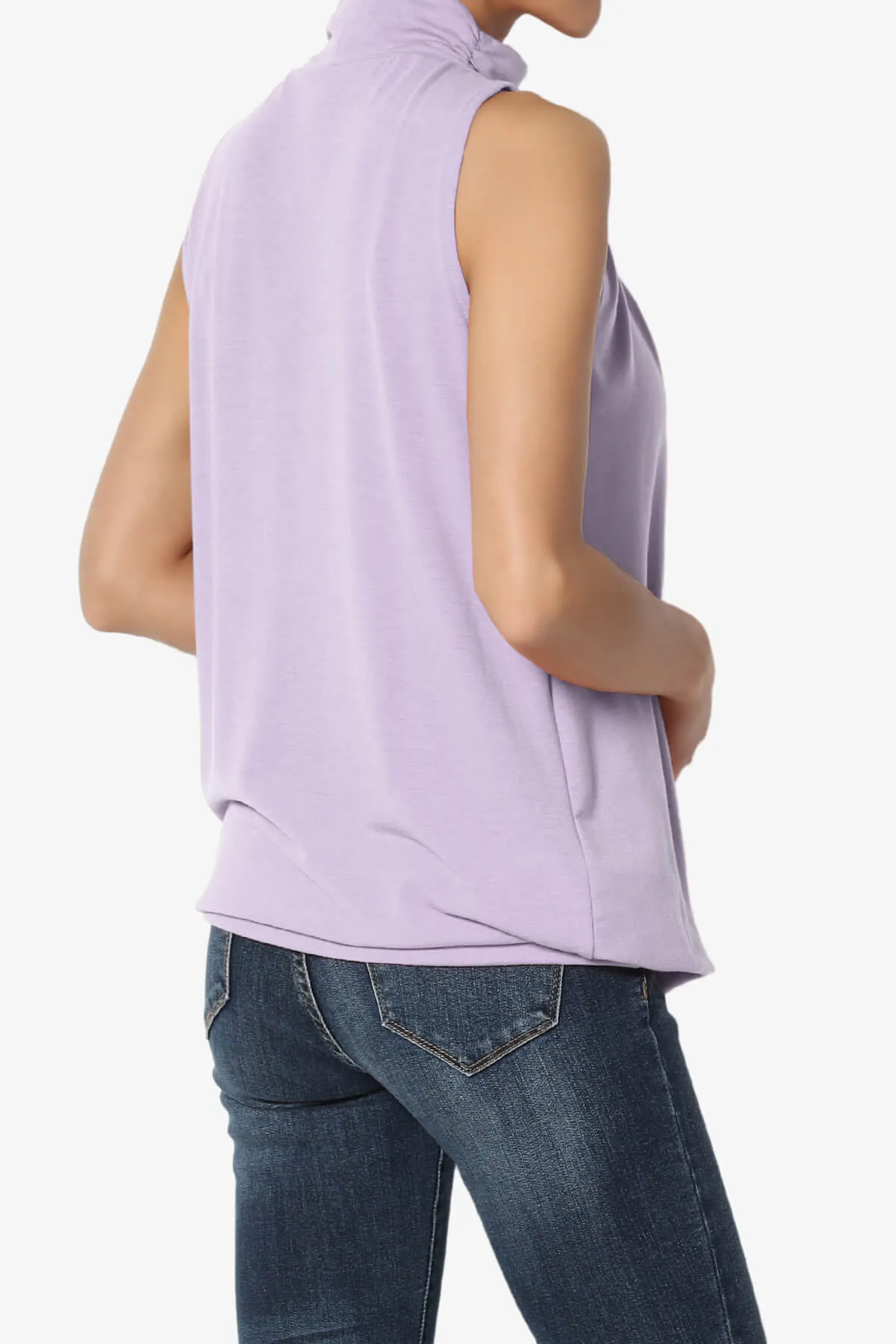 Jibbitz Sleeveless Mock Neck Pleated Top