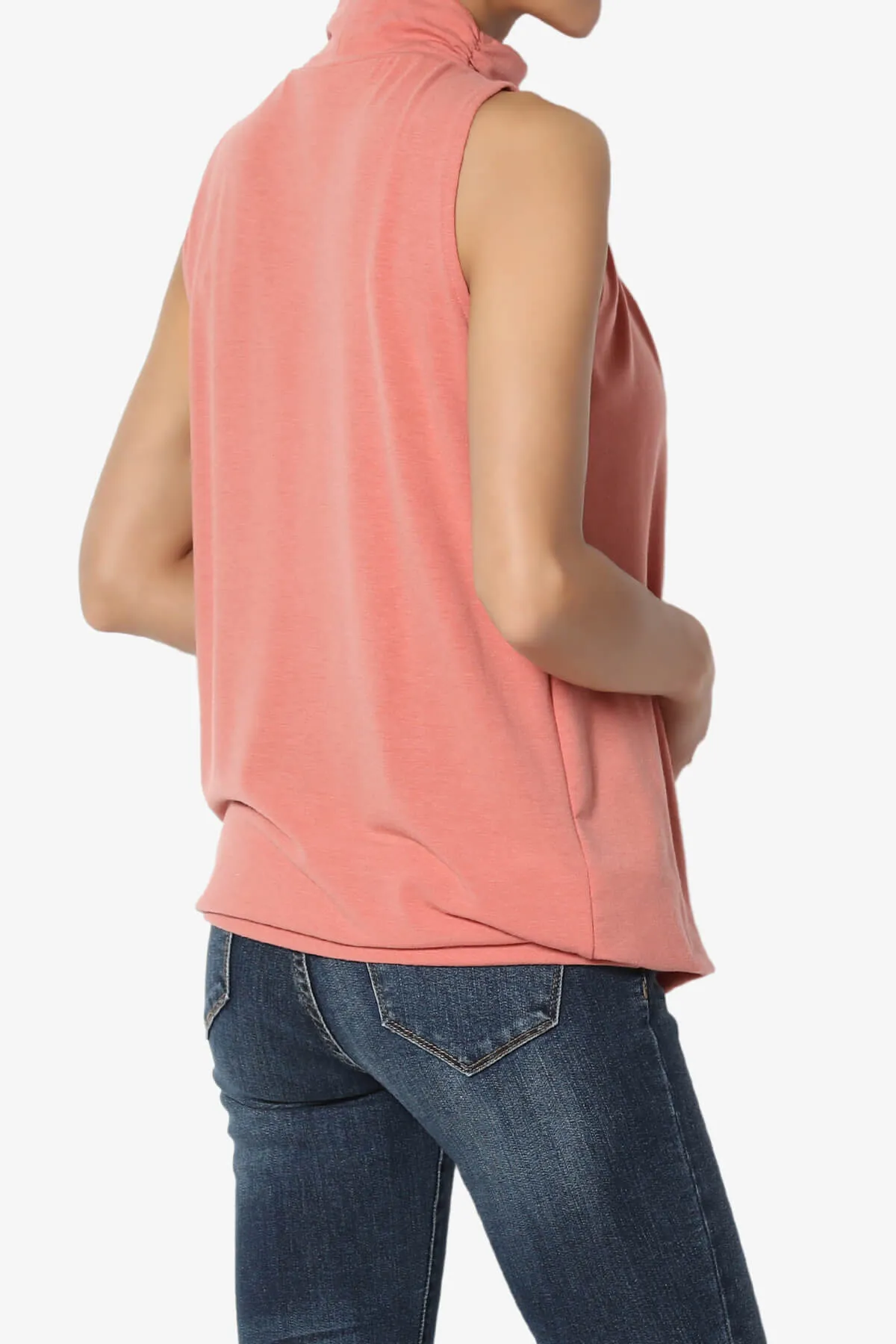 Jibbitz Sleeveless Mock Neck Pleated Top