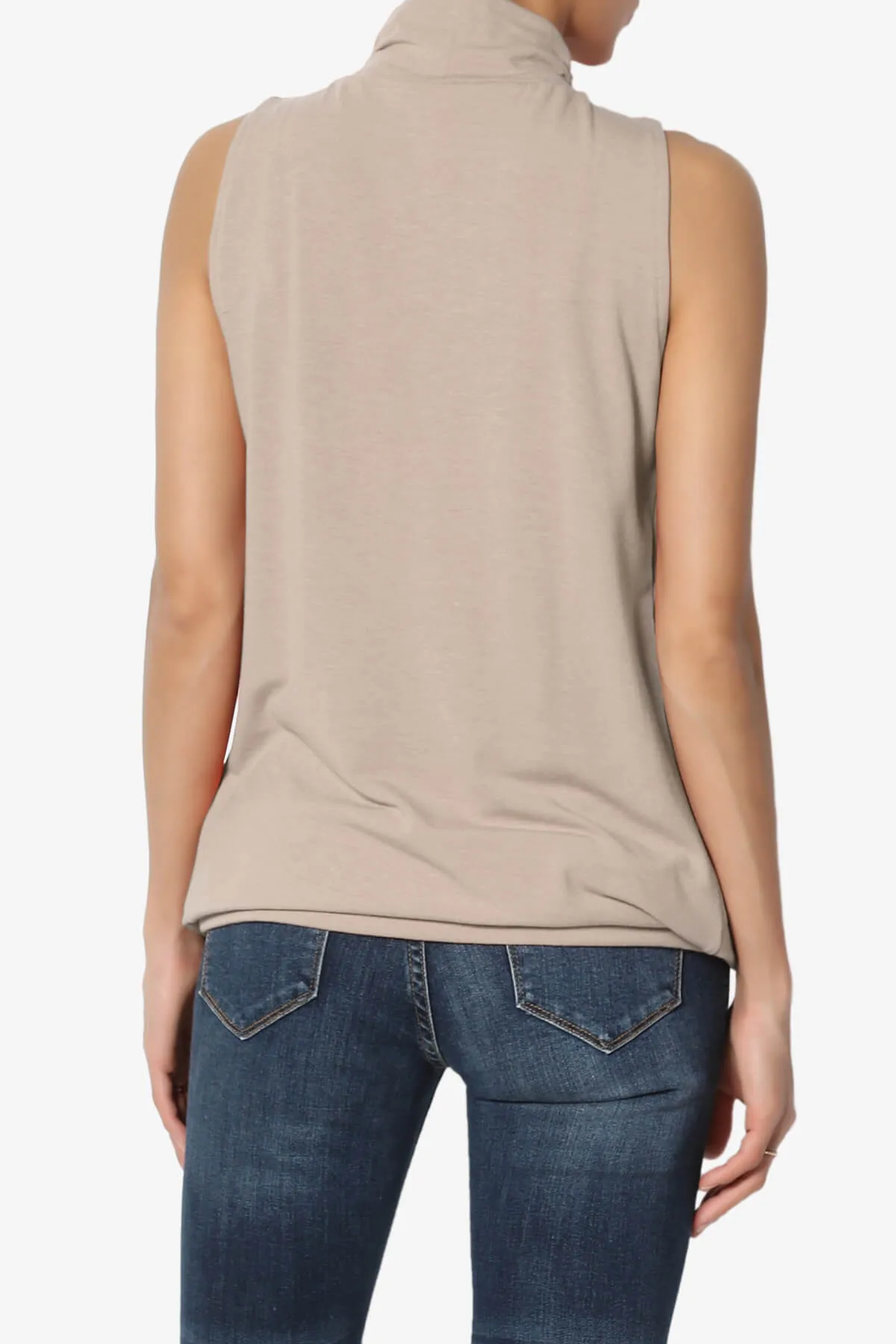 Jibbitz Sleeveless Mock Neck Pleated Top