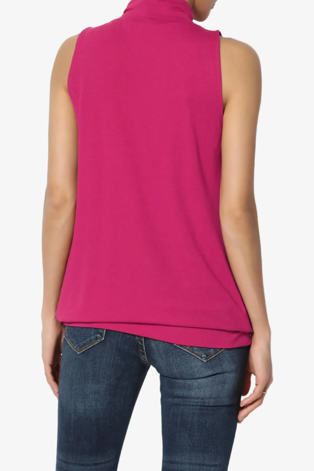 Jibbitz Sleeveless Mock Neck Pleated Top