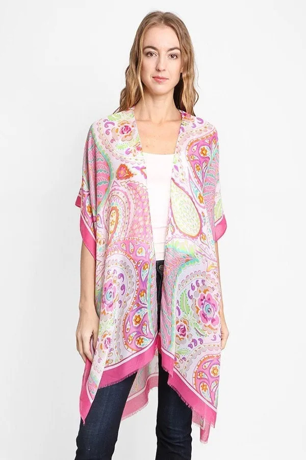 Kimono Cardigan with Bohemian Tie Dye Paisley Mandala Duster Lightweight Jacket for Spring summer