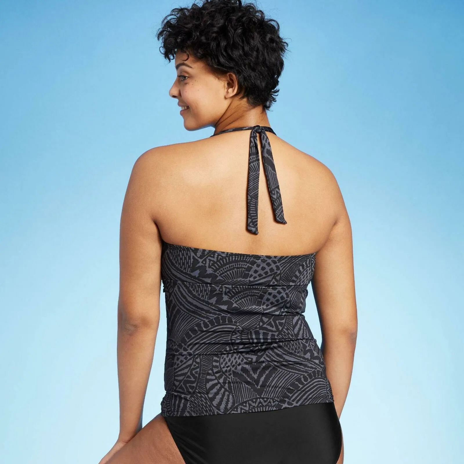 Kona Sol Women's Geo Halter Tankini Swim Top