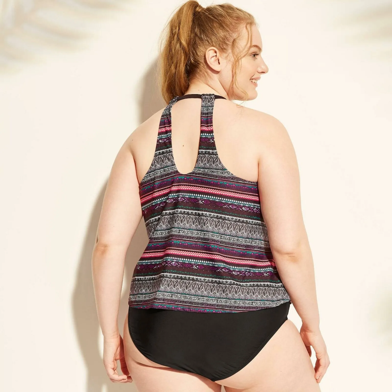 Kona Sol Women's Plus Size Racerback High Neck Tankini Top