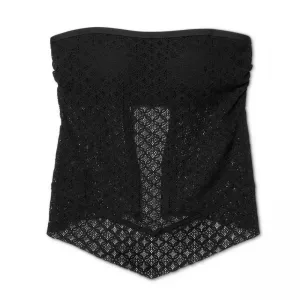 Kona Sol Women's Strapless Crochet Bandeau Tankini Top