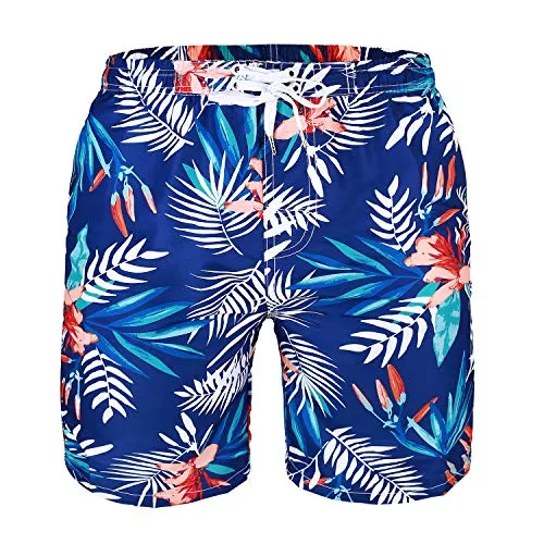 Kute 'n' Koo Boys Swim Trunks, UPF 50  Quick Dry Boys Swim Shorts for Big Boys and Toddlers, Size from 2T to 18/20 (2T, Tropical Leaf)