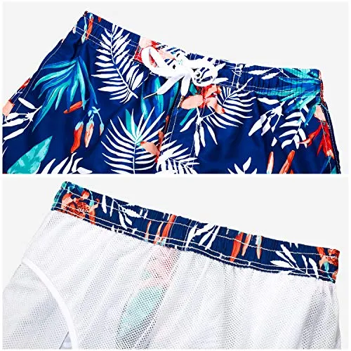 Kute 'n' Koo Boys Swim Trunks, UPF 50  Quick Dry Boys Swim Shorts for Big Boys and Toddlers, Size from 2T to 18/20 (2T, Tropical Leaf)
