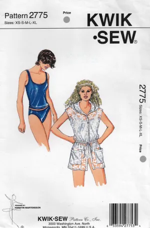 Kwik Sew 2775 Womens Stretch Tankini Swimsuit & Hooded Cover Up 1990s Vintage Sewing Pattern Size XS - XL UNCUT Factory Folded