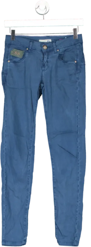 La Martina Blue Skinny Fit Satin Chino Trousers UK 8