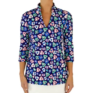 Largo Tunic Top in Floral Cheetah Navy