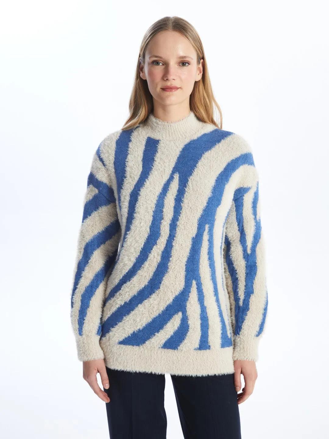 LCW Modest

Camel Hair Jacquard Half Turtleneck Patterned Women's Knitwear Tunic