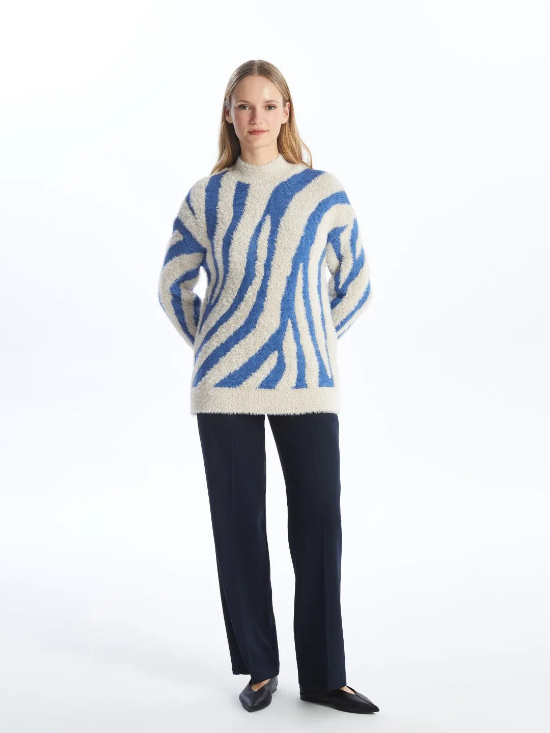 LCW Modest

Camel Hair Jacquard Half Turtleneck Patterned Women's Knitwear Tunic