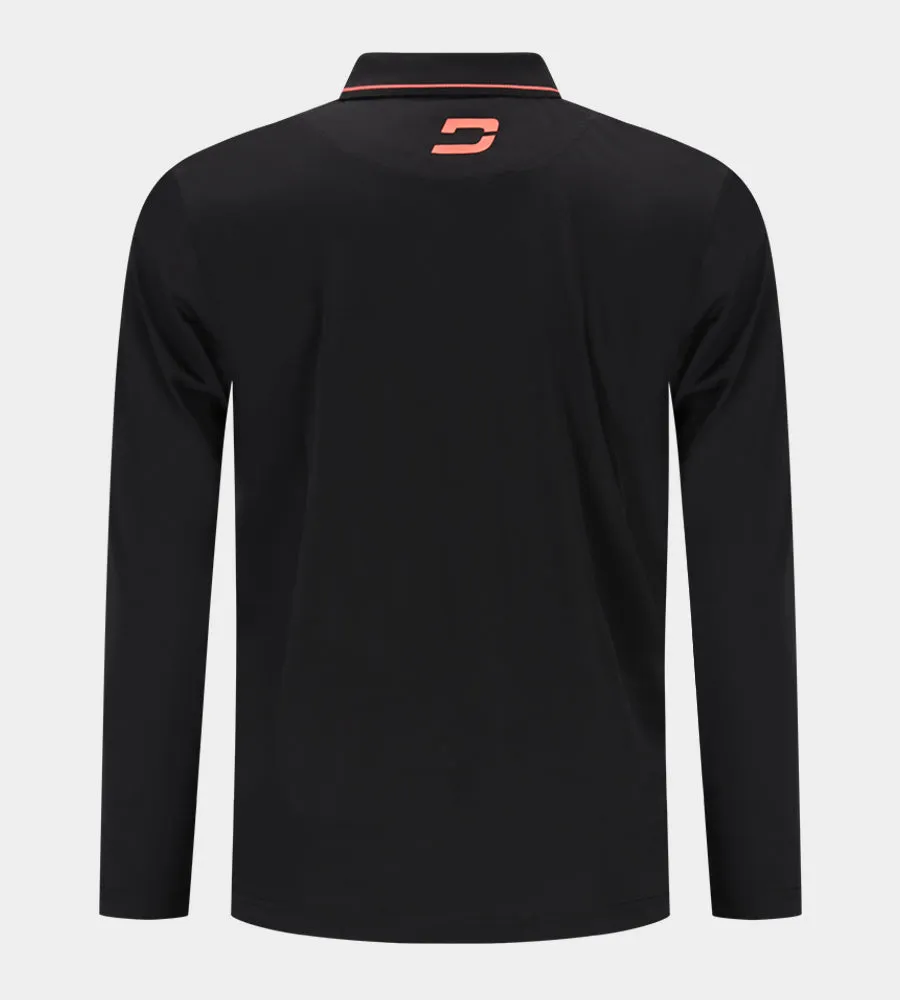 LEADER LONG SLEEVE POLO - BLACK/PINK