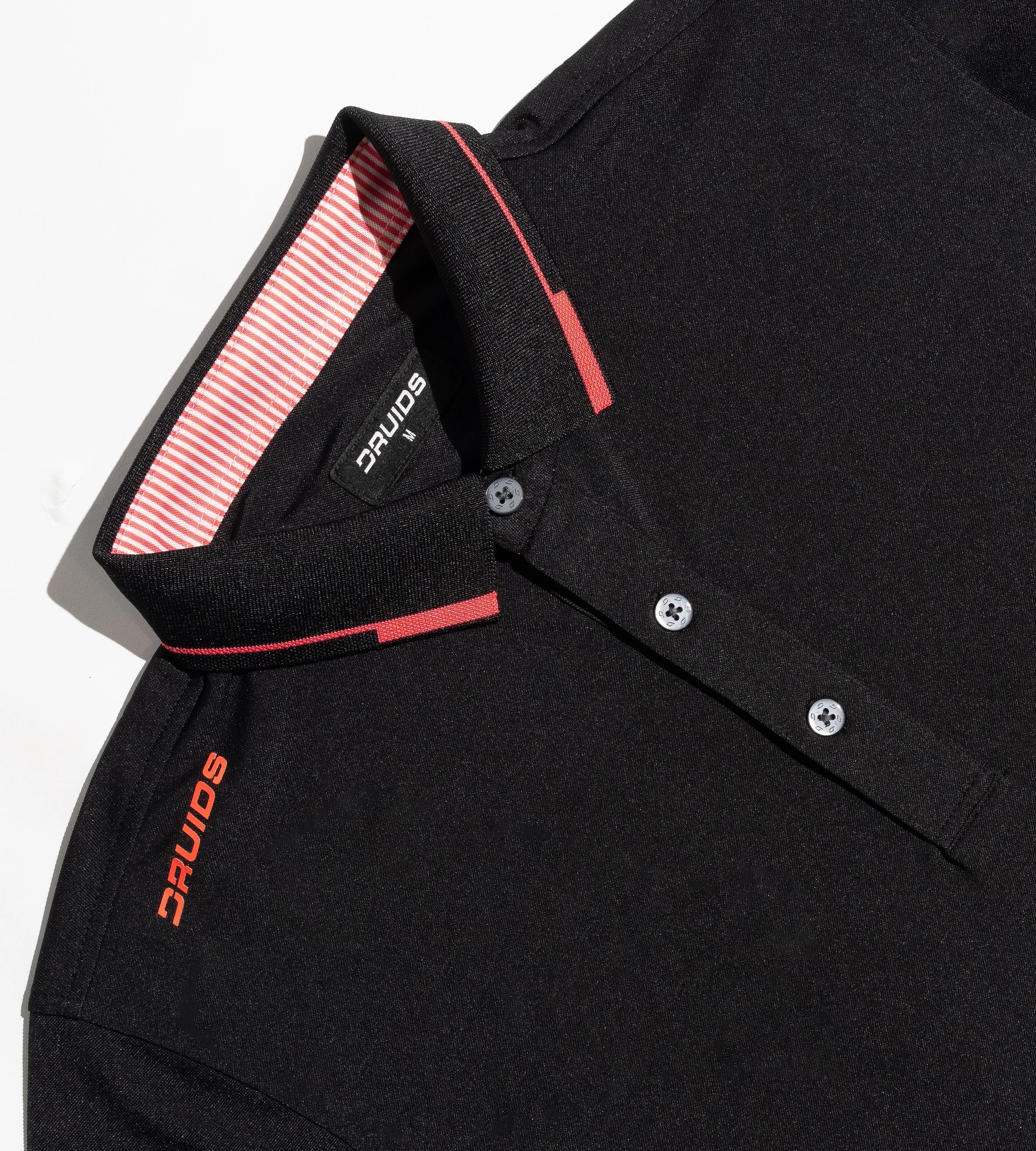 LEADER LONG SLEEVE POLO - BLACK/PINK