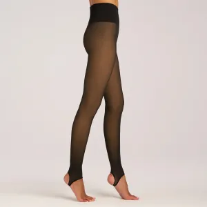 Lemon Faux Translucent Fleece Lined Tight - Sheer