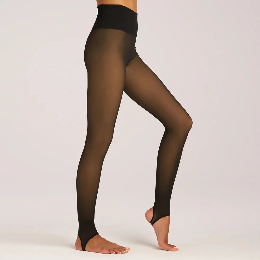 Lemon Faux Translucent Fleece Lined Tight - Sheer