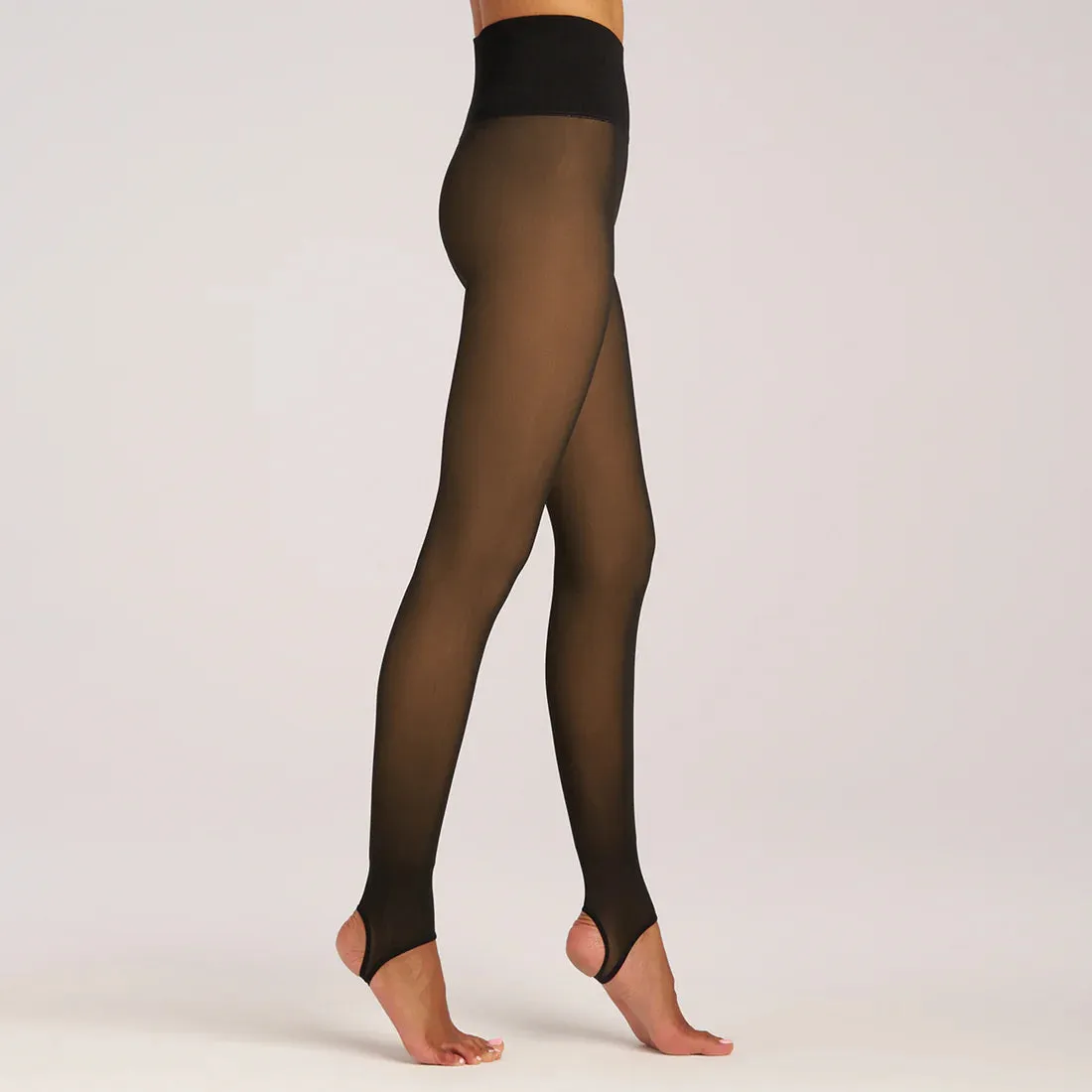 Lemon Faux Translucent Fleece Lined Tight - Sheer