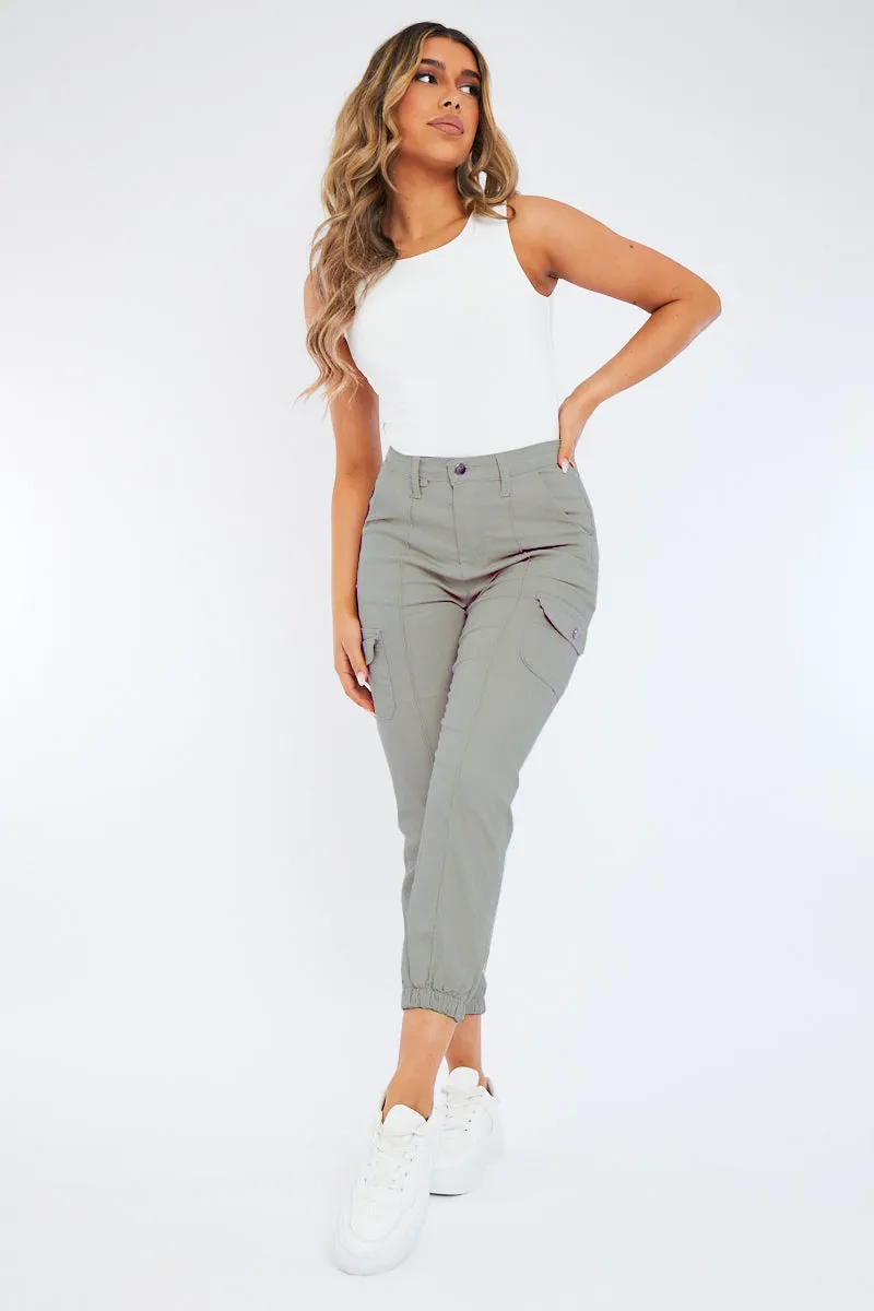 Light Grey Cuffed Cargo Trousers - Genesis