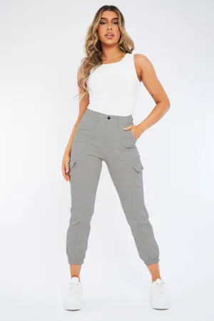 Light Grey Cuffed Cargo Trousers - Genesis
