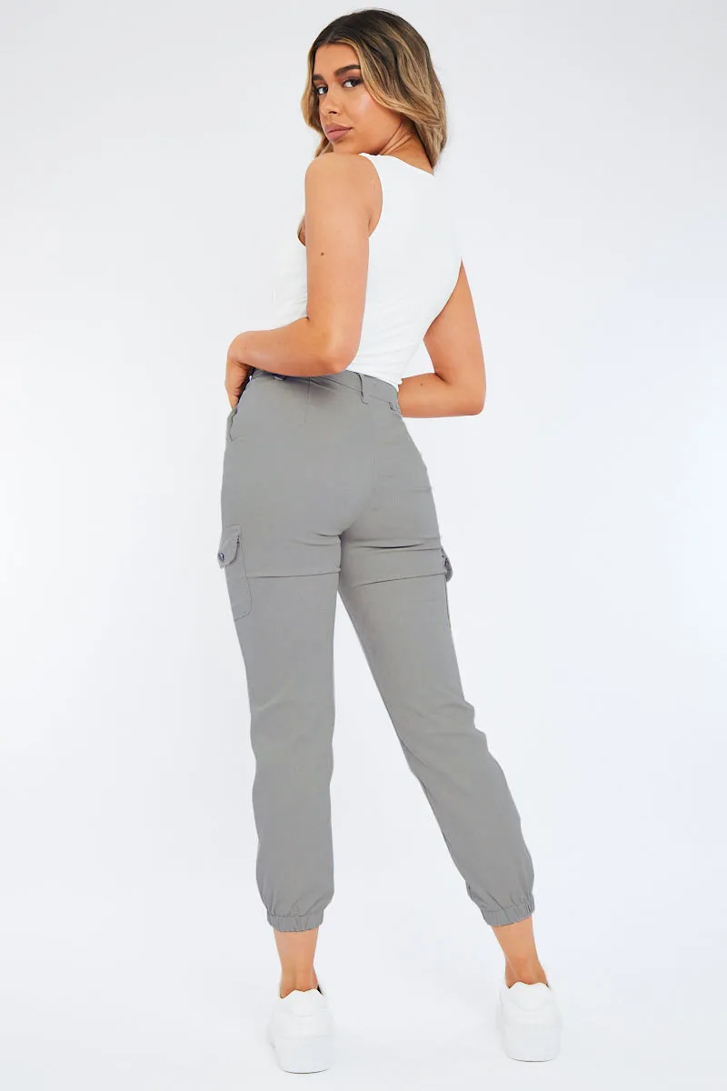 Light Grey Cuffed Cargo Trousers - Genesis