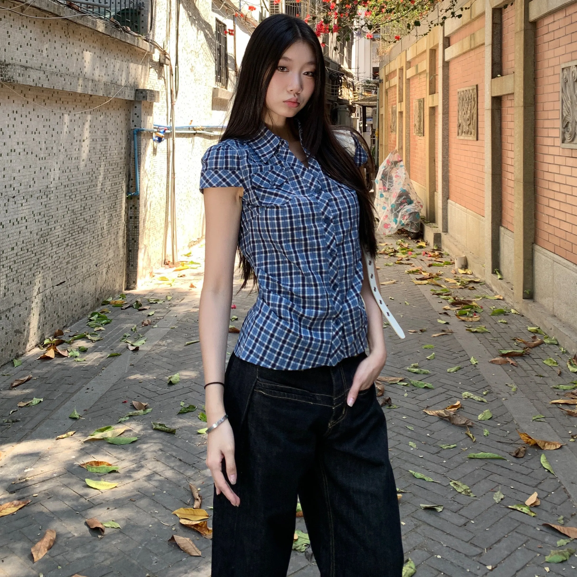light luxury plaid tops