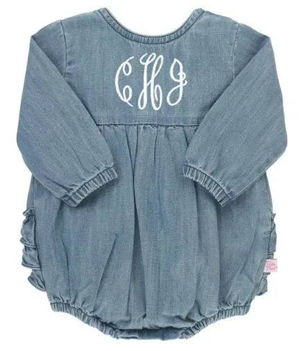 Light Wash Denim V-Back Bubble Romper