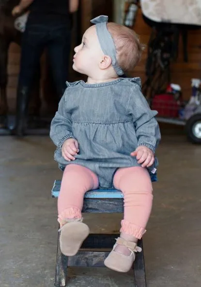 Light Wash Denim V-Back Bubble Romper